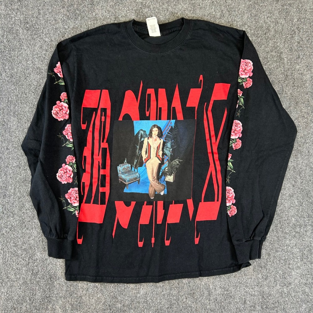 St. Vincent Masseduction Tour Long Sleeve Shirt Black Pink Floral Rose Mens M